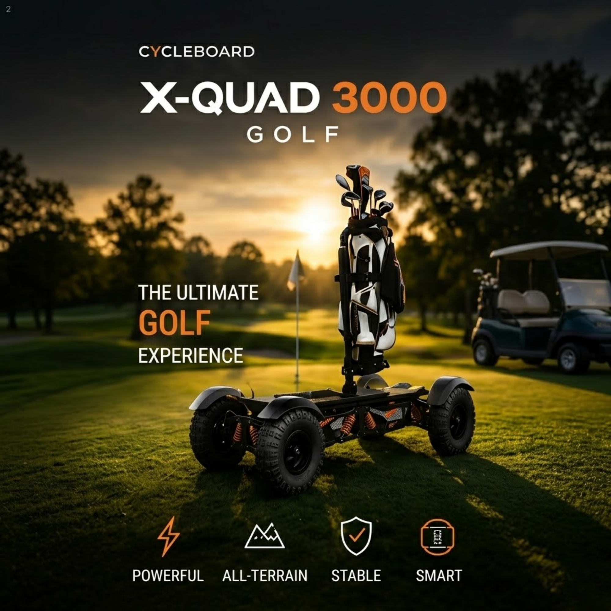X-Quad 3000 Golf Electric 4-Wheel Ride-On – 60V Dual Motor, 50+ Mile Range, Golf Bag Mount