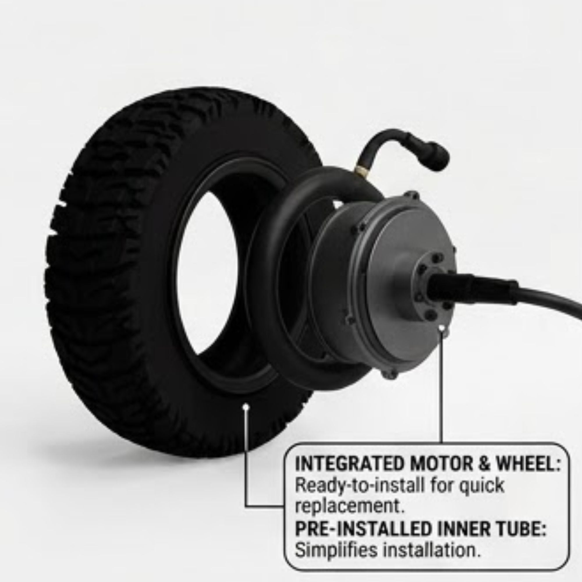 LEFT MOTOR & WHEEL | 10" x 3.5" | X-QUAD 3000