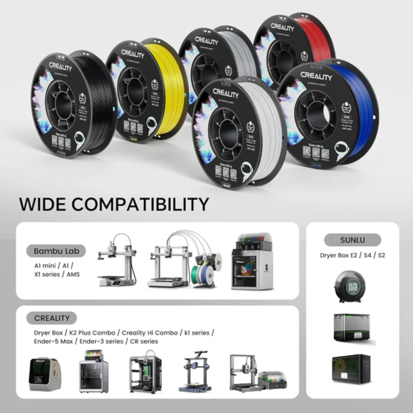 Creality ABS 1.75mm 3D Filament Durable Heat Resistant FDM Compatible Smooth Prints