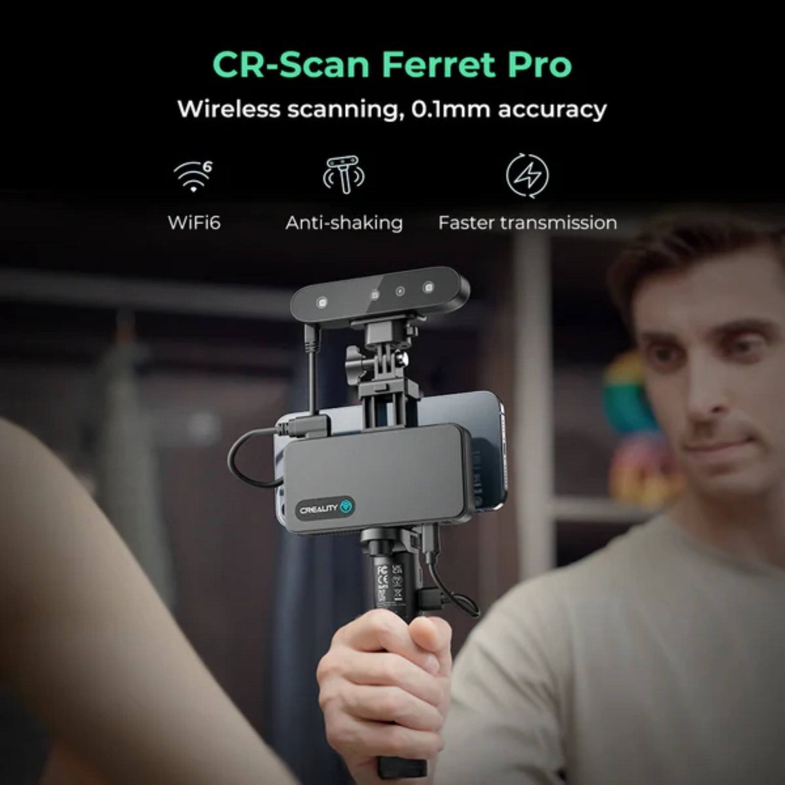 Creality CR-Scan Ferret Pro 3D Scanner Wireless 0.1mm Accuracy 3D Printing Use