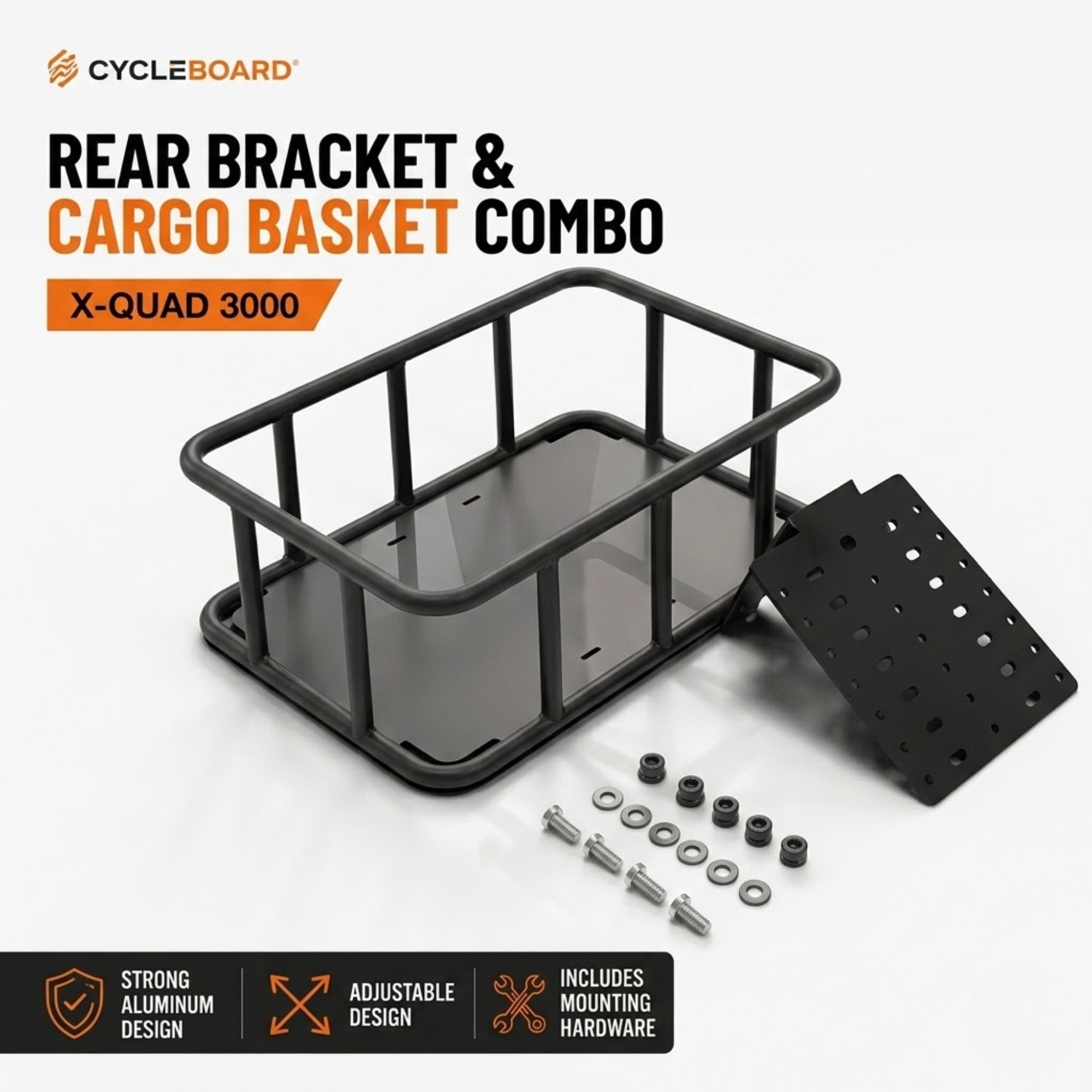 REAR BRACKET & CARGO BASKET COMBO | X-QUAD 3000