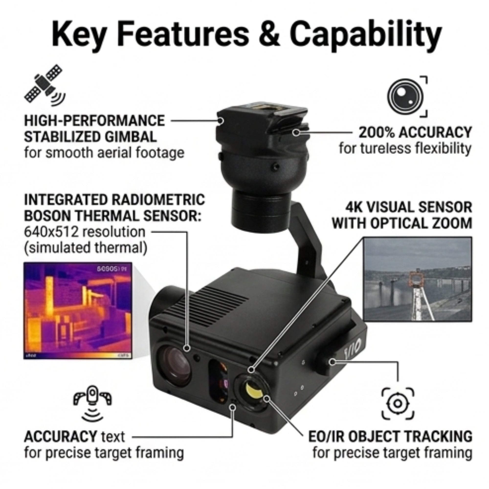 Inspired Flight Gremsy VIO IF1200A Payload - Drone Thermal & Visual Gimbal Camera System