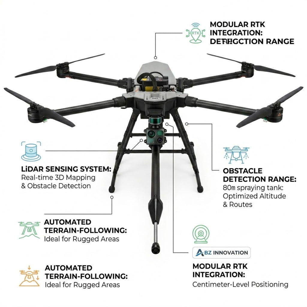 ABZ Innovation L10 Pro Spraying Drone LiDAR Precision Agriculture Field Sprayer
