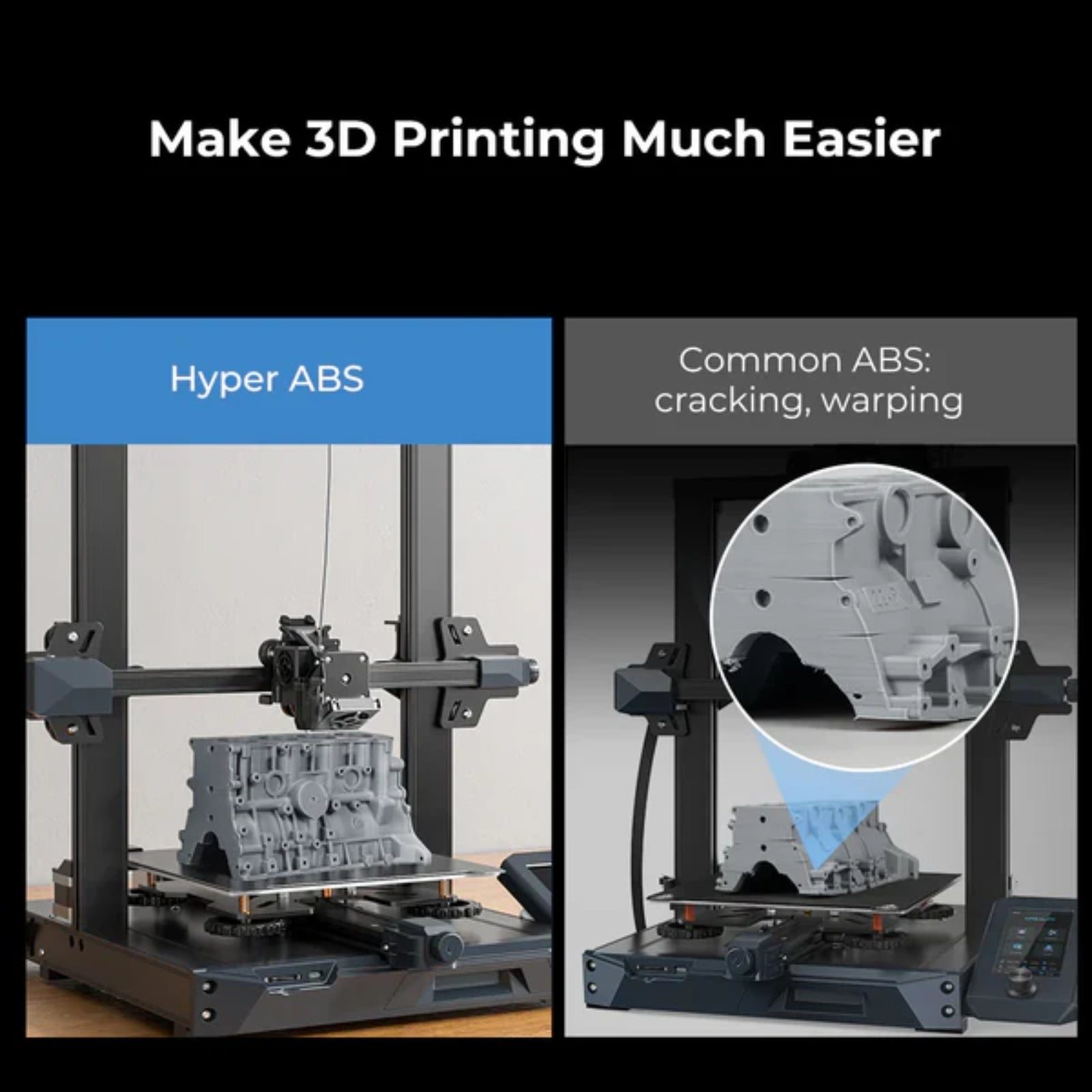 Creality Hyper ABS 1kg 3D Filament Fast Print - High Strength with Durable Hyper Series