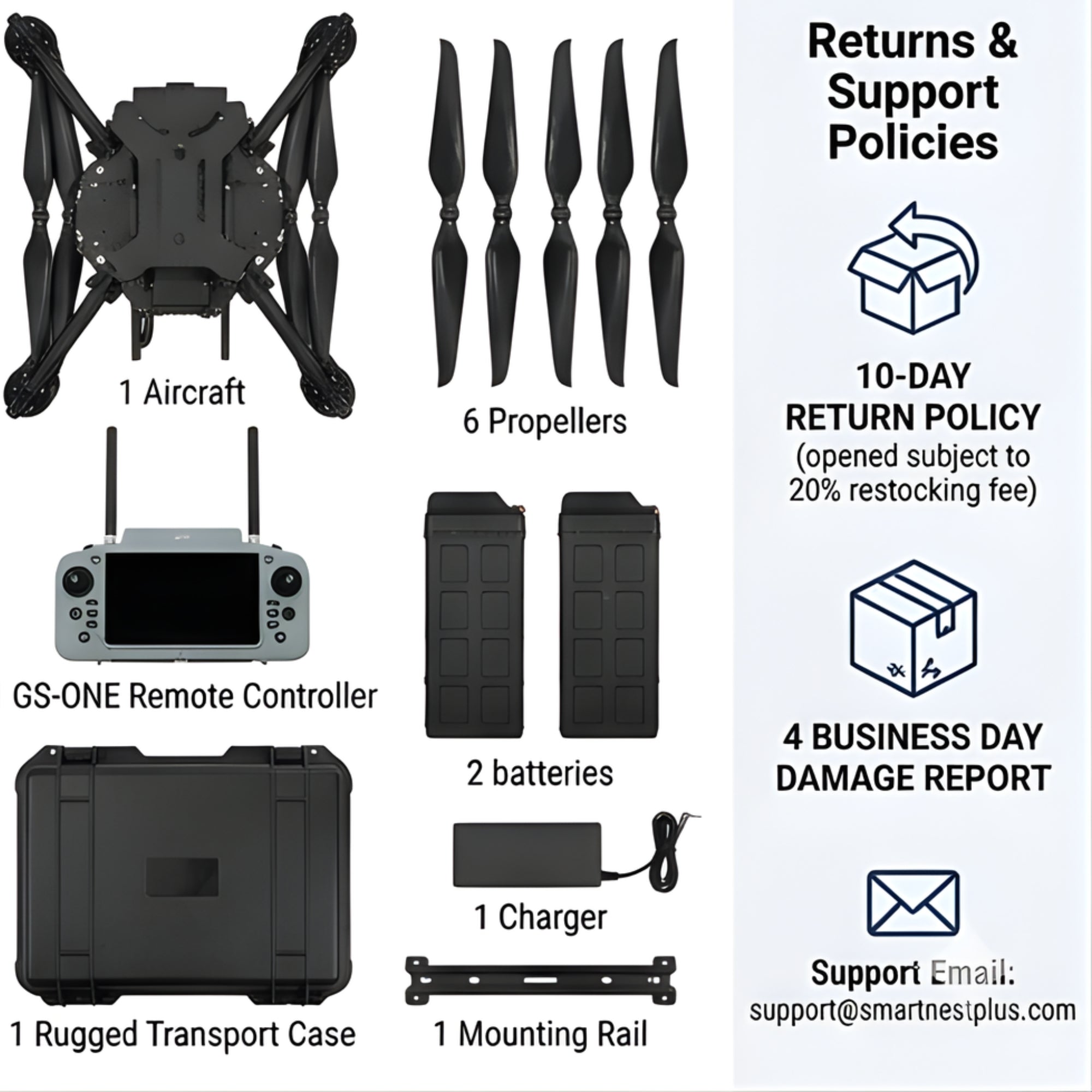 Inspired Flight IF1200A Commercial Heavy-Lift Hexacopter Drone with GS-ONE Remote