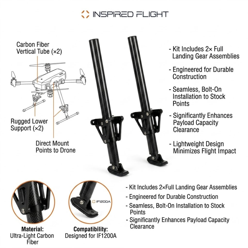 Inspired Flight IF1200A Extended Landing Gear Set - Drone Accessories 350mm