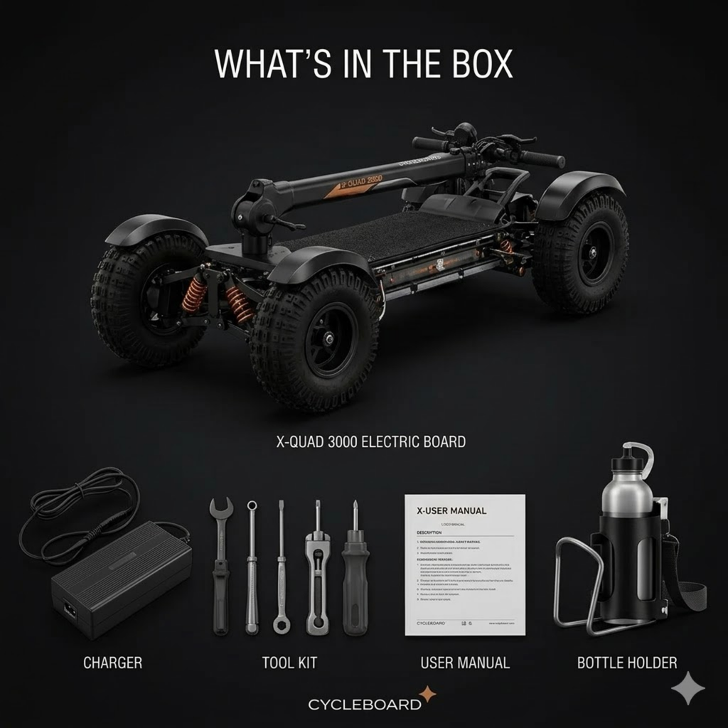 X-Quad 3000 All-Terrain Electric Board with Dual Motors, Hydraulic Brakes & LCD Display